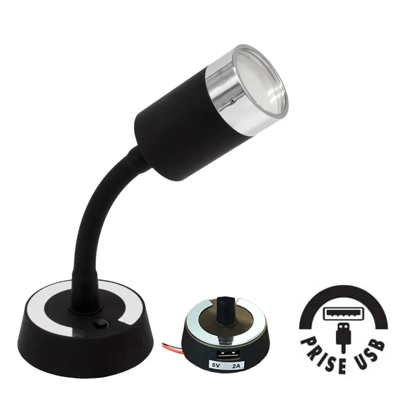 13305_spot-led-noir-argente-flexible-12v-avec-usb